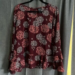 Maroon Frilly Blouse